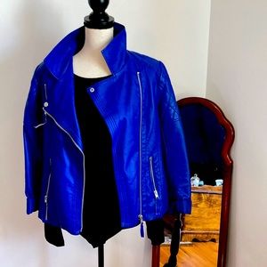 Blue leather jacket